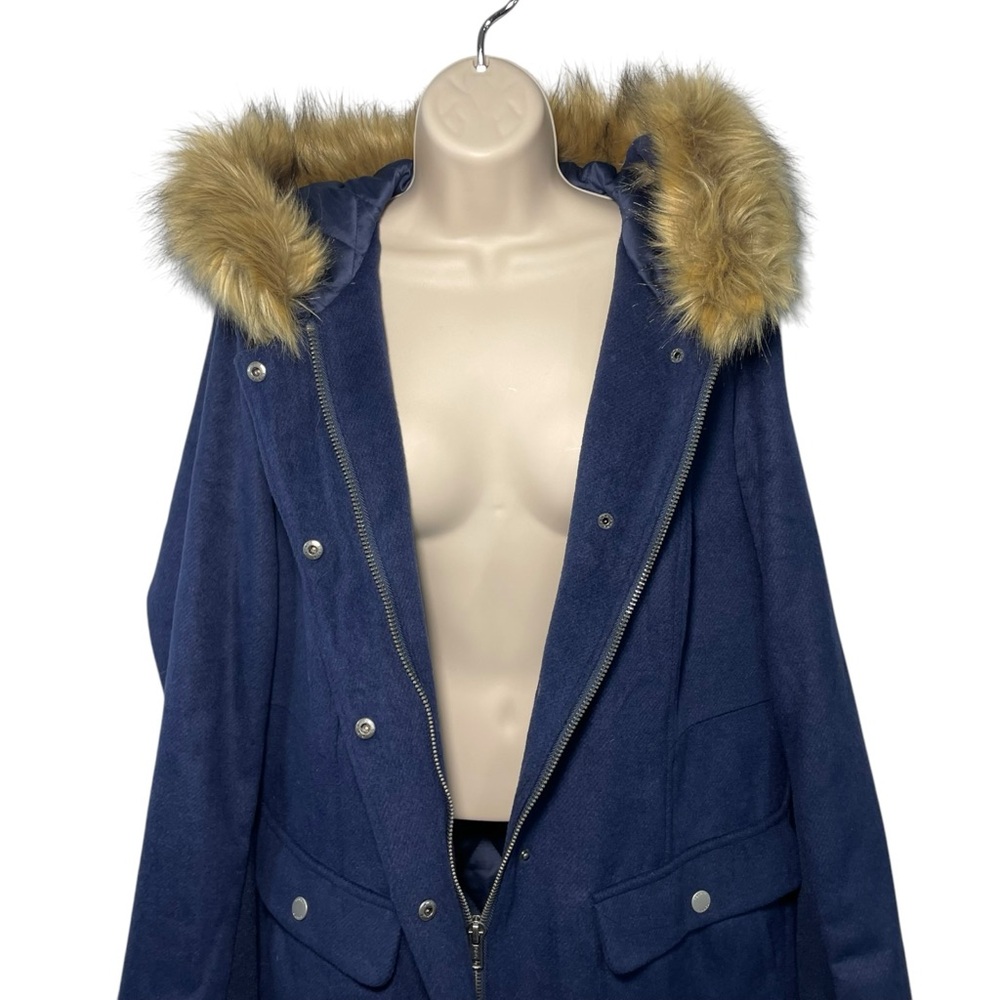 NWT Torrid Navy blue faux fur trim wool coat zip front sz 2X plus size - Picture 5 of 12